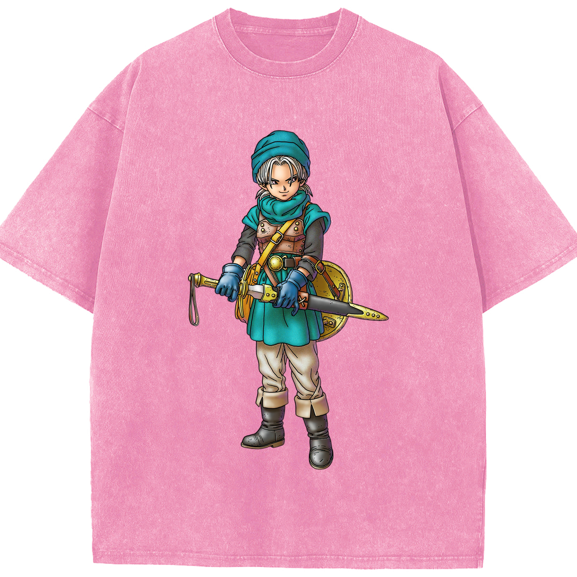 （画像用） ドラゴンクエスト Doragon Kuesuto Dragon Quest 綿100% ヴィンテージ風 半袖Tシャツ（フロントプリント）